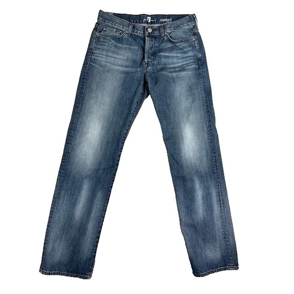 7 For All Mankind Jeans Mens 34x33 Blue Standard Button Fly Denim Cowboy Western - Picture 1 of 15